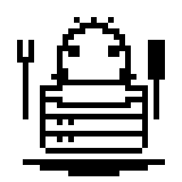 datamannetje mark — the little data man eating a database-pancake stack